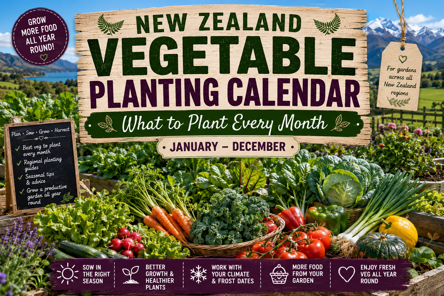 New Zealand vegetable planting calendar month by month guide